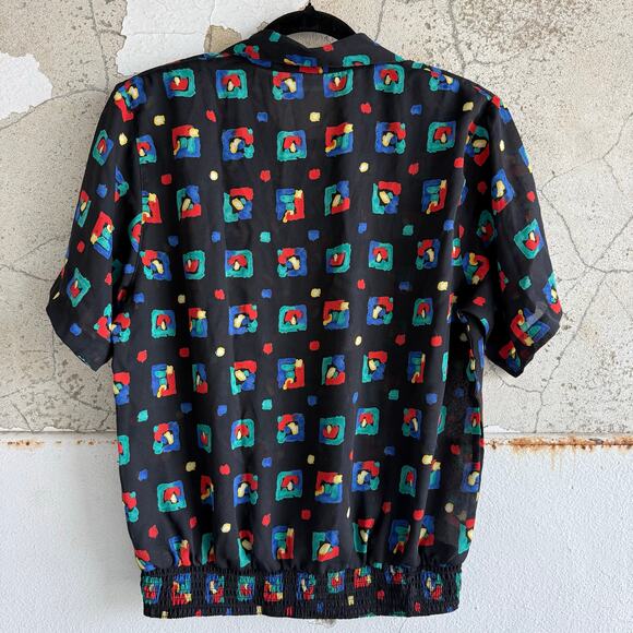 Vtg 90s Matching Set Alfred Dunner Geometric Blouse + Midi Skirt Womens 16 Art - Picture 6 of 15